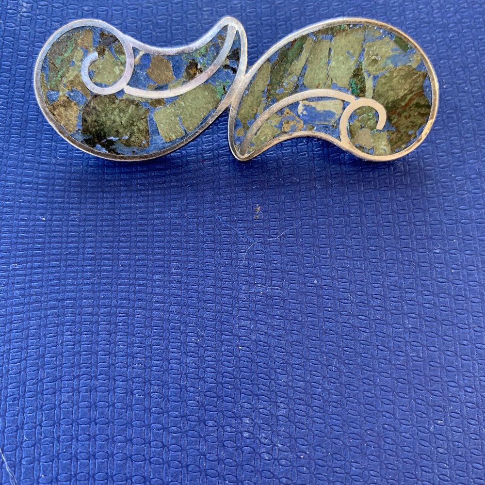 Art nouveau Sterling silver with in-lay Brooch